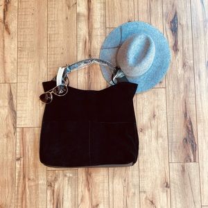 Sole Society Suede and Leather Hobo Bag